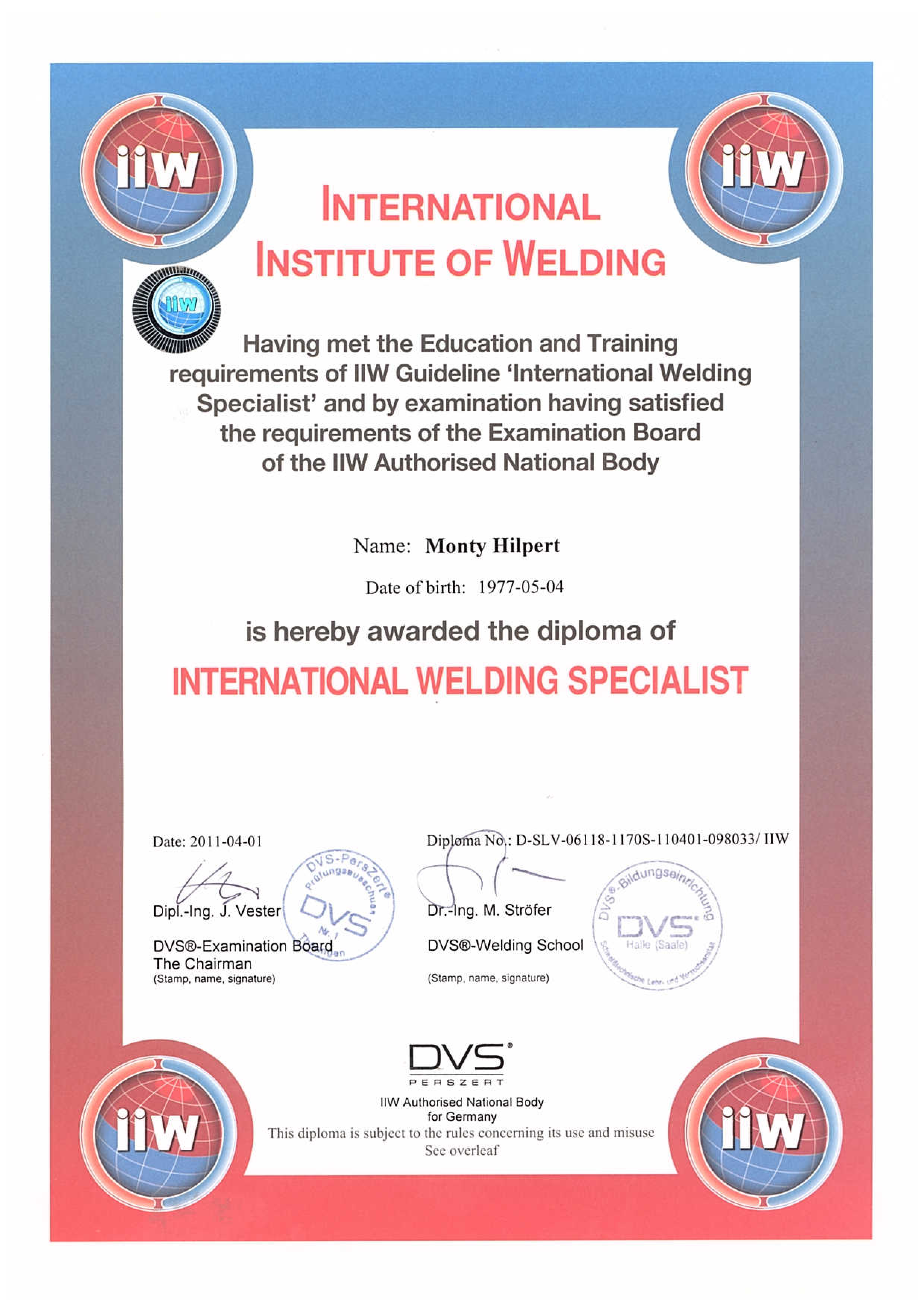 Vorschaubild des Dokuments Internationaler Schweißfachmann