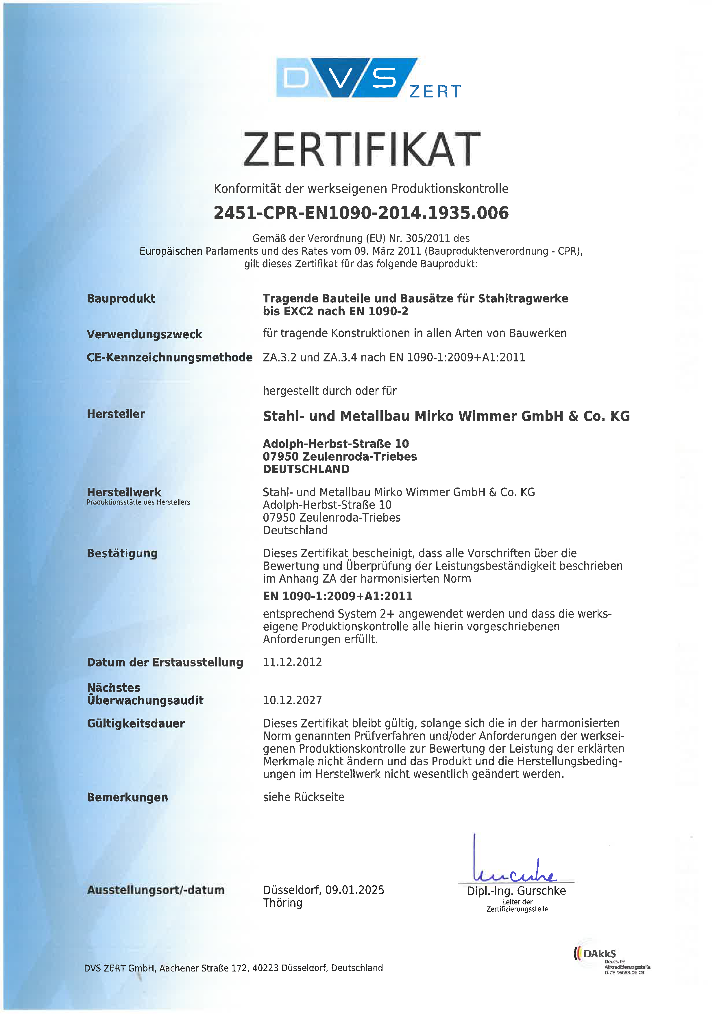 Vorschaubild des Dokuments Konformität der WPK EN1090